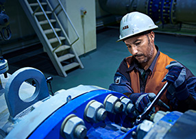 ABB employee working in pumping station in sedimentation plant in Algeria (photo)