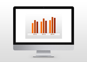 Several orange bar charts on computer screen (photo)