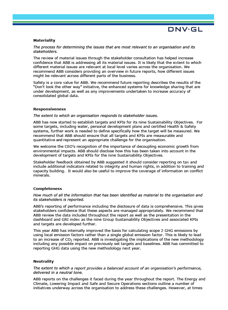 Independent assurance statement part three (text)