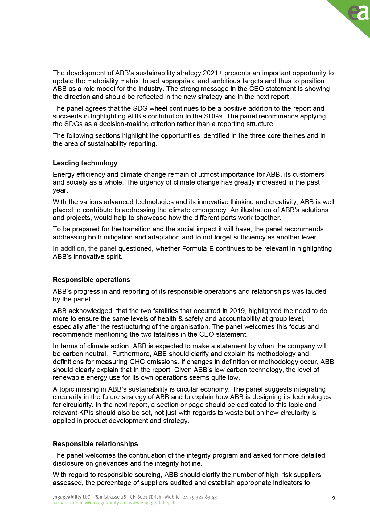 ABB Stakeholder Panel statement – page 2 of 3 (document)