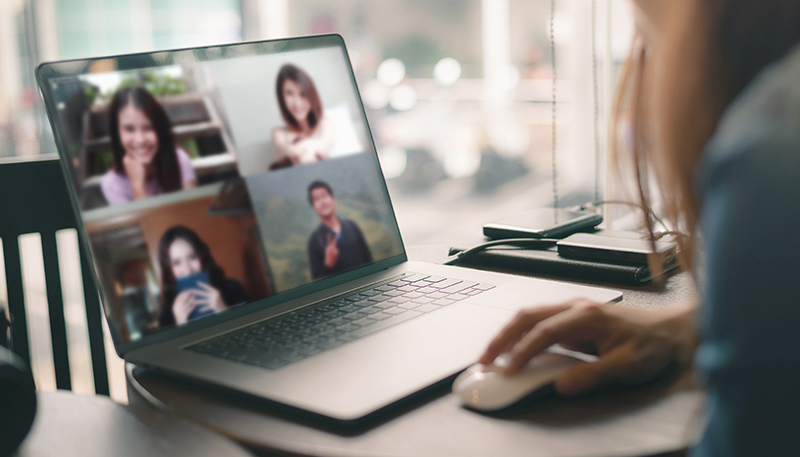 Woman taking part in a video call (photo)