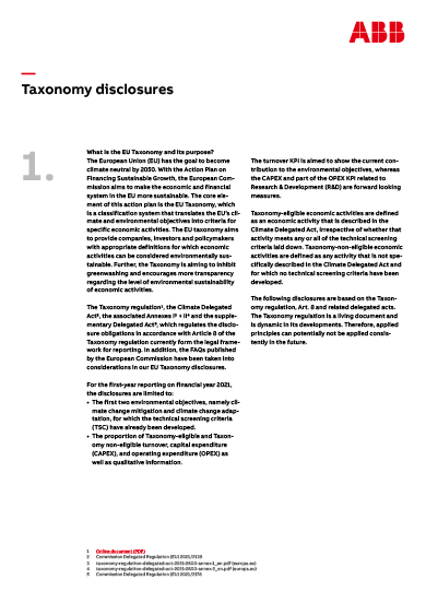 ABB’s EU taxonomy disclosure (photo)
